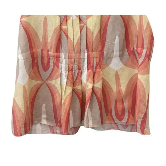 Emma James Sleeveless Abstract Print Top Back Ribbon Tie Size 18 Linen Blend - Picture 3 of 6